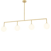 Aria Tara Modern Brass Chandelier - (Antique Brass Finish | White Glass)