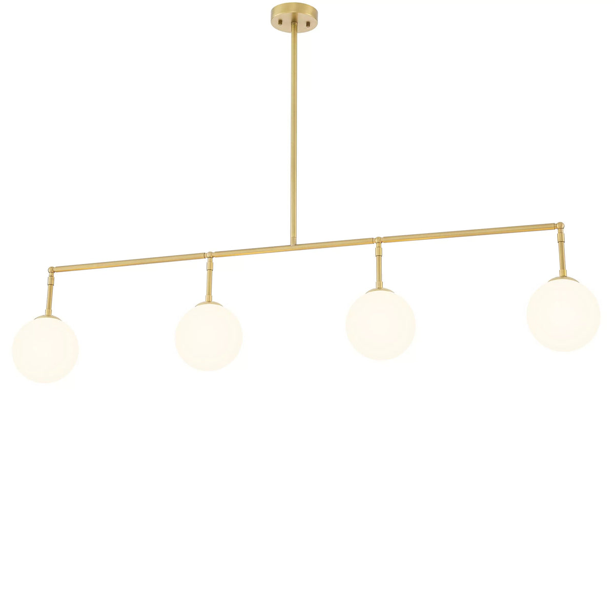 Cooper  Modern Brass Chandelier - (Antique Brass Finish | White Glass)