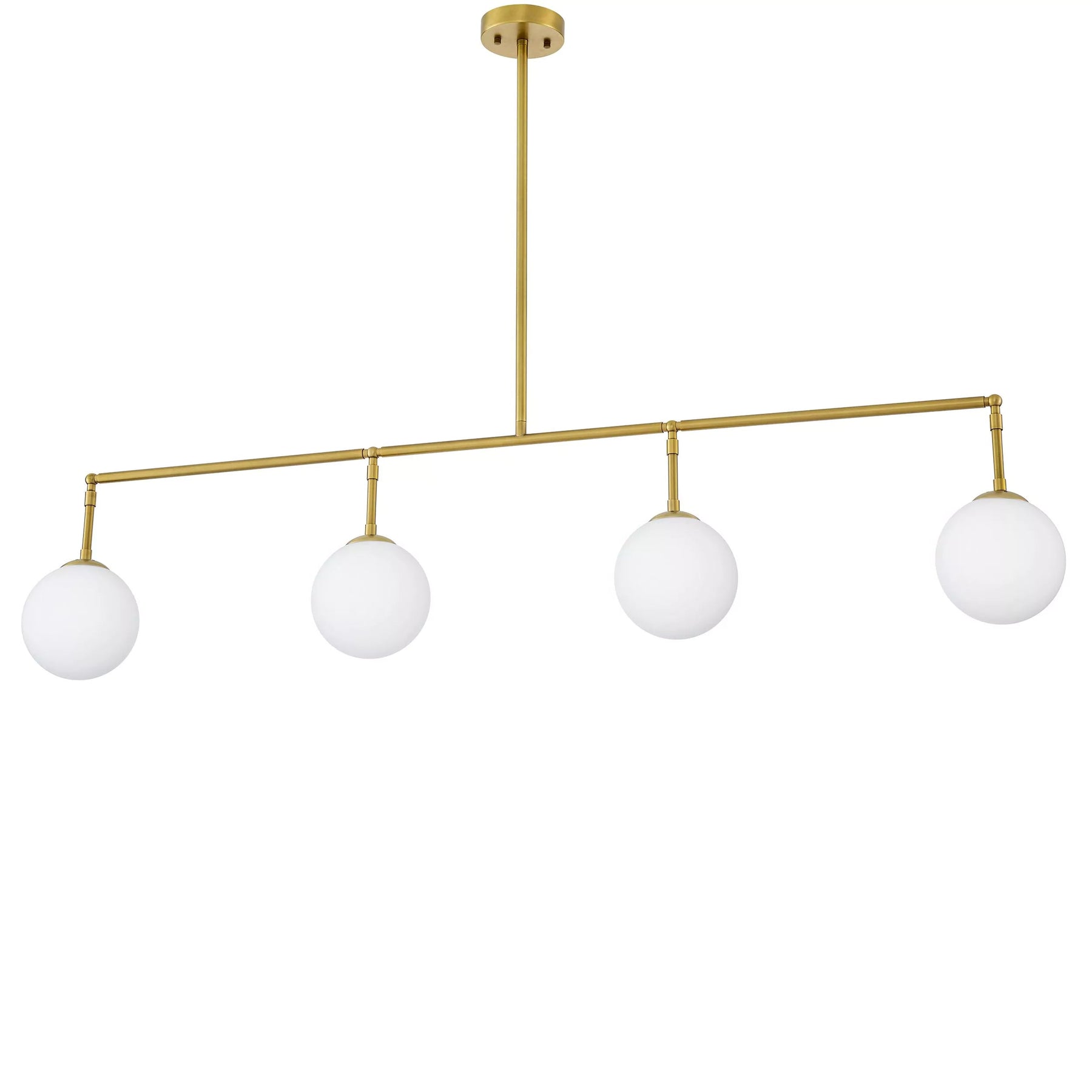 Aria Tara Modern Brass Chandelier - (Antique Brass Finish | White Glass)