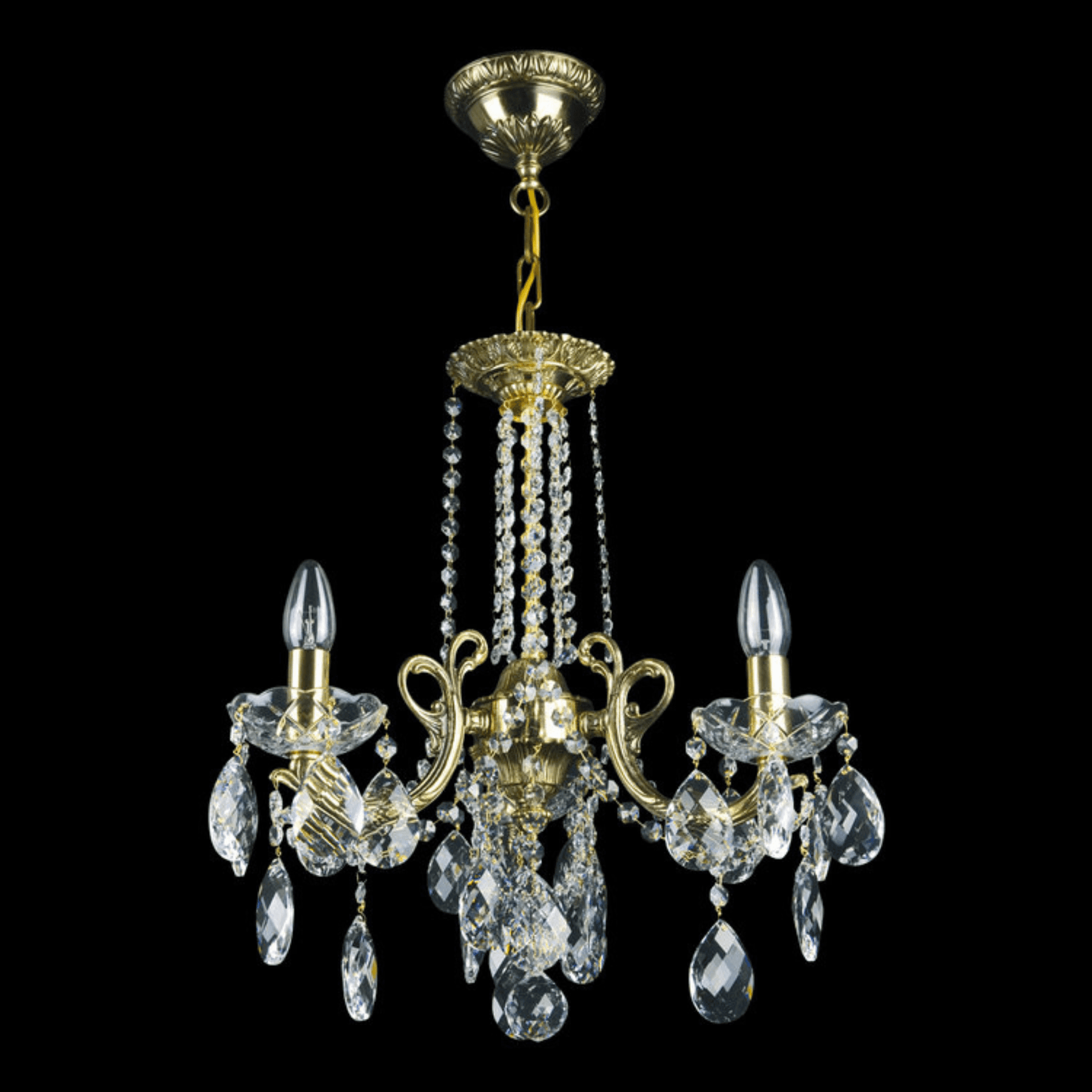 Aria Taurus 3 Brass Crystal Glass Chandelier