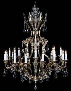 Aria Traditional 24-Light Brass & Crystal Chandelier