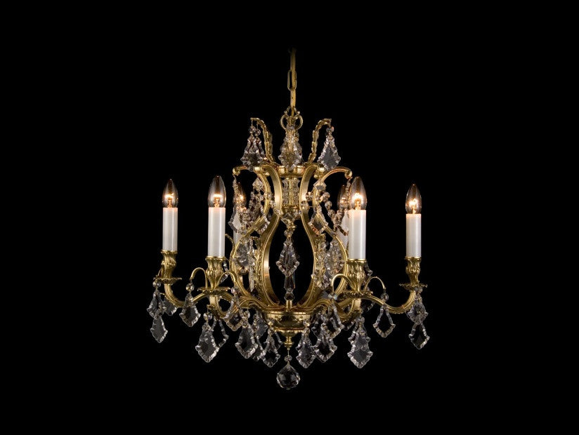 Aria Traditional 6-Light Brass Crystal Chandelier