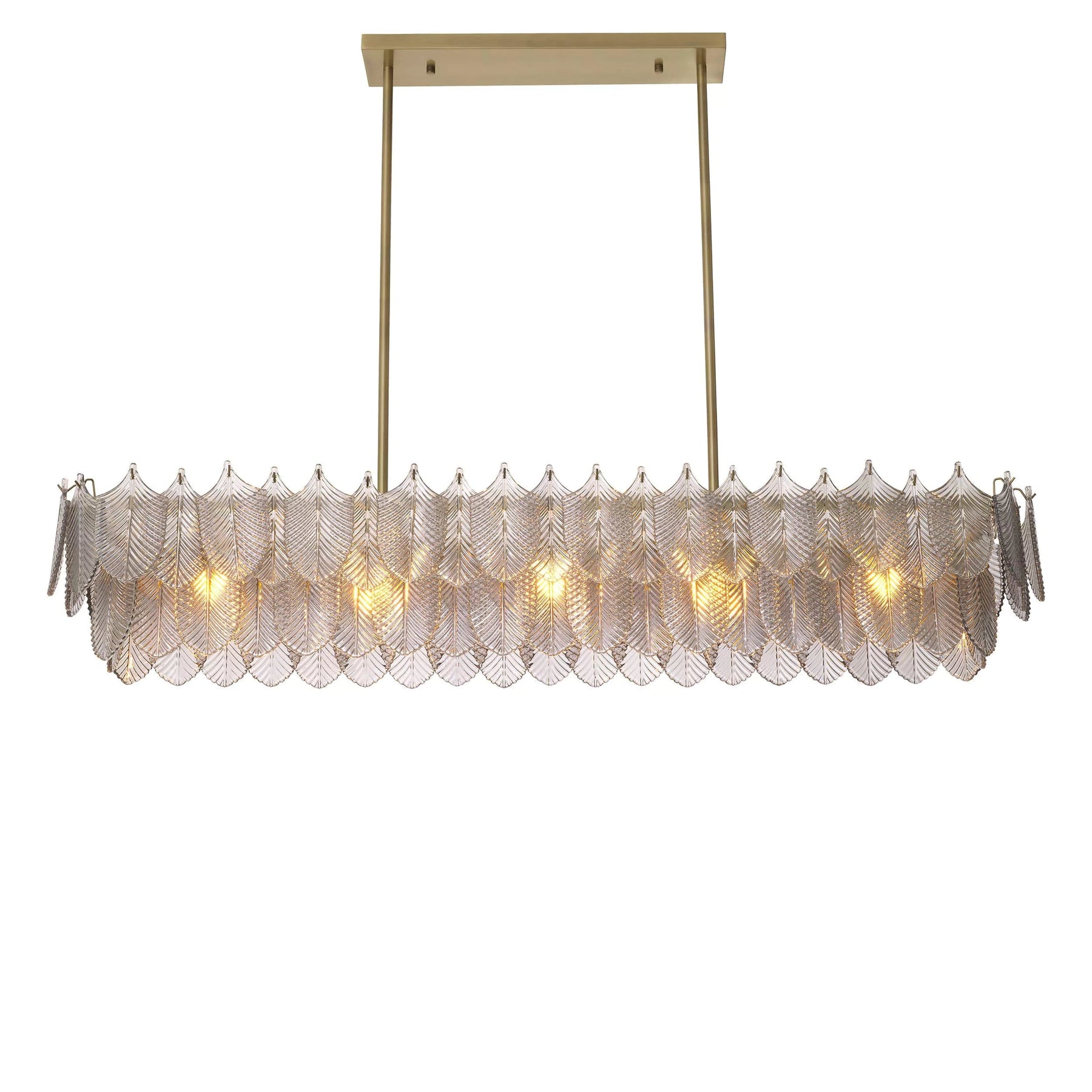 Aurora Rectangle Modern Brass Chandelier - (Light Brushed Brass Finish/Smoke Glass)