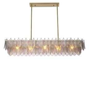 Aurora Rectangle Modern Brass Chandelier - (Light Brushed Brass Finish/Smoke Glass)