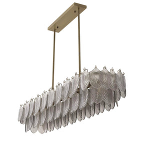 Aurora Rectangle Modern Brass Chandelier - (Light Brushed Brass Finish/Smoke Glass)