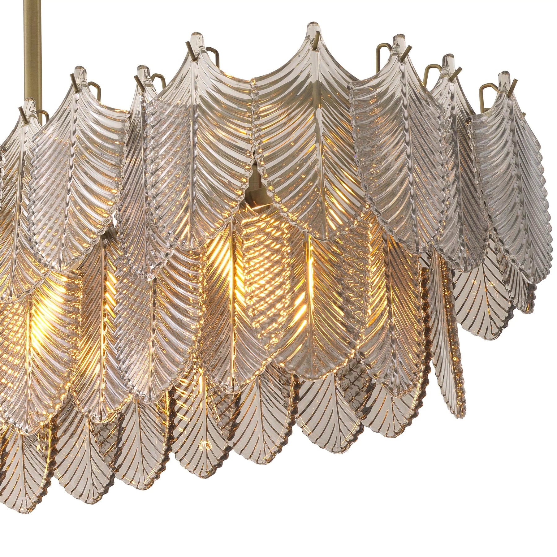 Aurora Rectangle Modern Brass Chandelier - (Light Brushed Brass Finish/Smoke Glass)