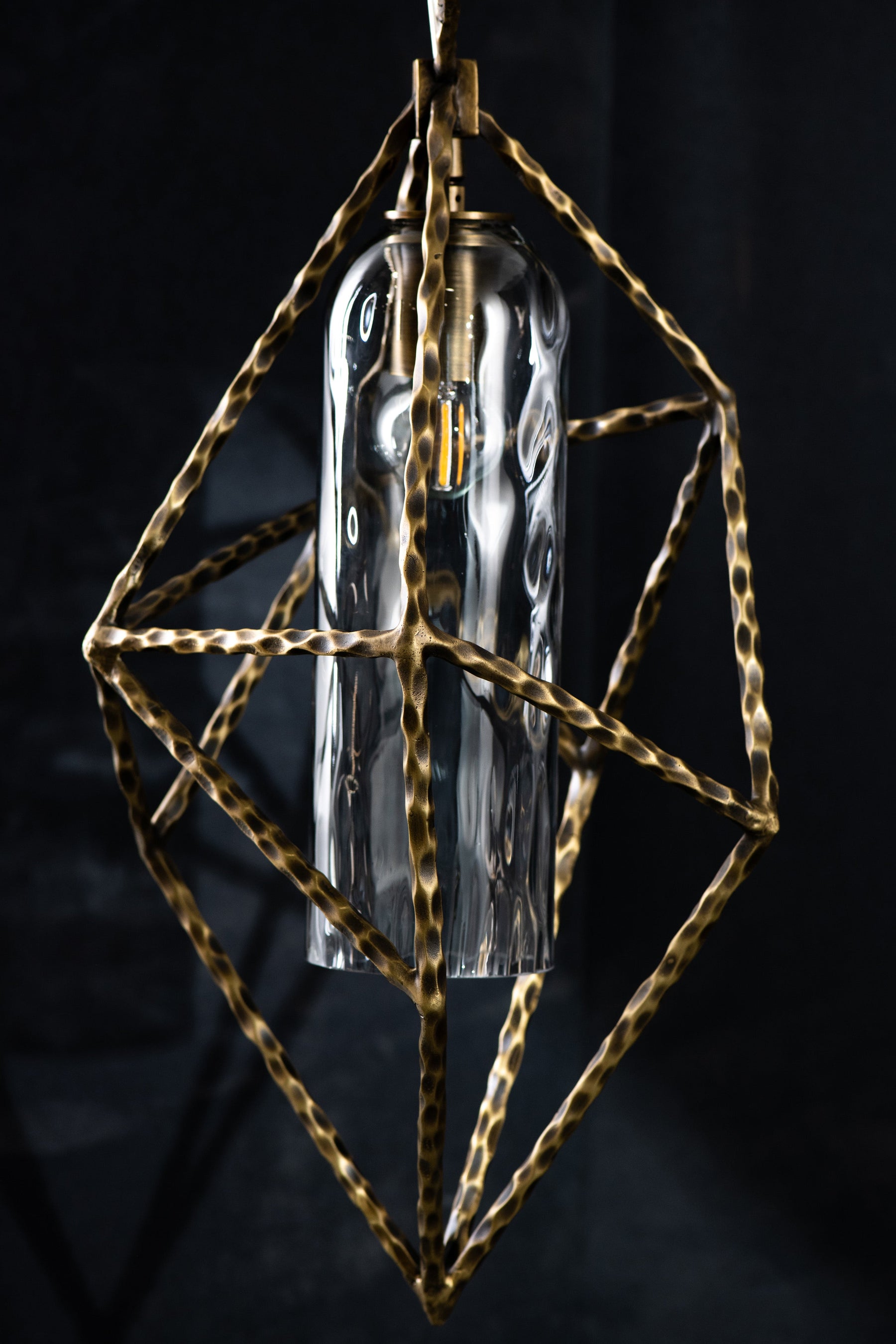 Aria Vesta Geometric Smoked Glass Pendant Light