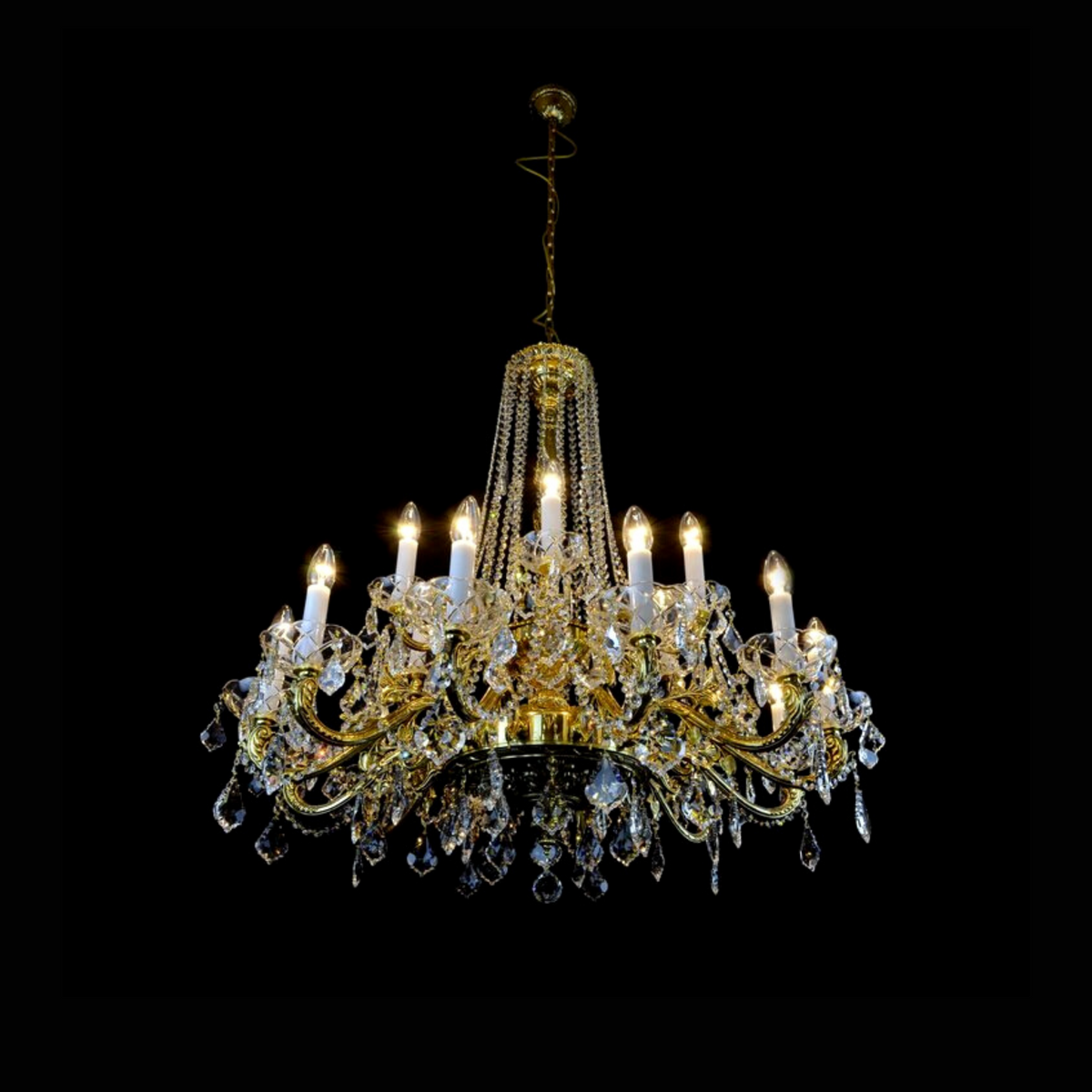 Aria Virgo 18 Brass/Crystal Glass Chandelier