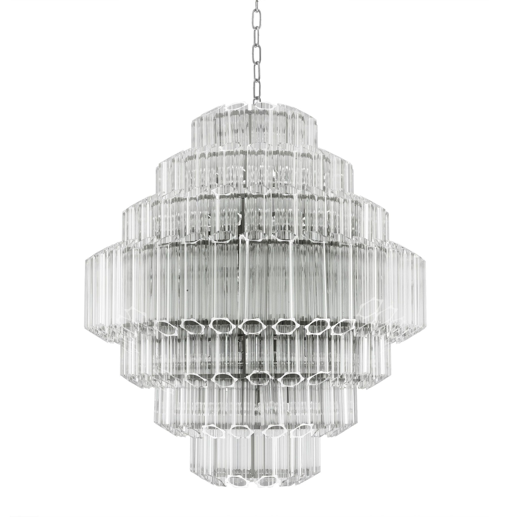 Vittoria L Modern Glass Chandelier - Nickel