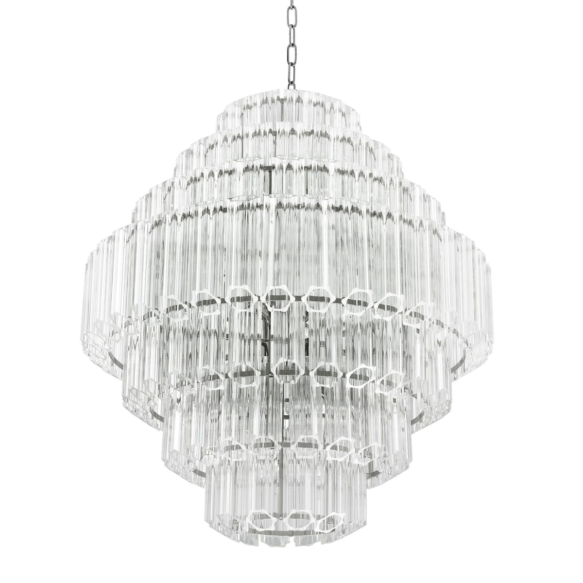 Vittoria L Modern Glass Chandelier - Nickel