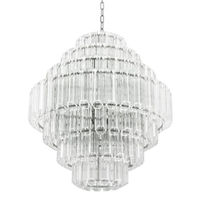 Vittoria L Modern Glass Chandelier - Nickel