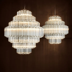 Vittoria L Modern Glass Chandelier - Nickel