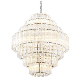 Vittoria L Modern Glass Chandelier - Nickel