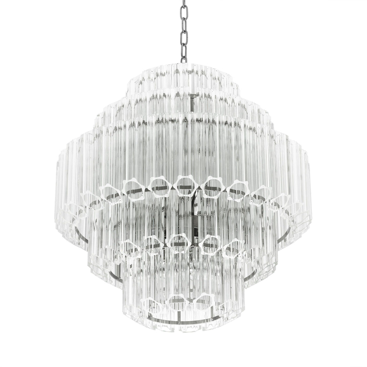 Vittoria S Modern Glass Chandelier - Nickel