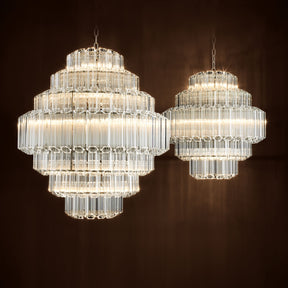 Vittoria S Modern Glass Chandelier - Nickel