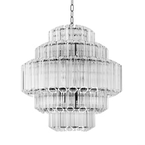 Vittoria S Modern Glass Chandelier - Nickel