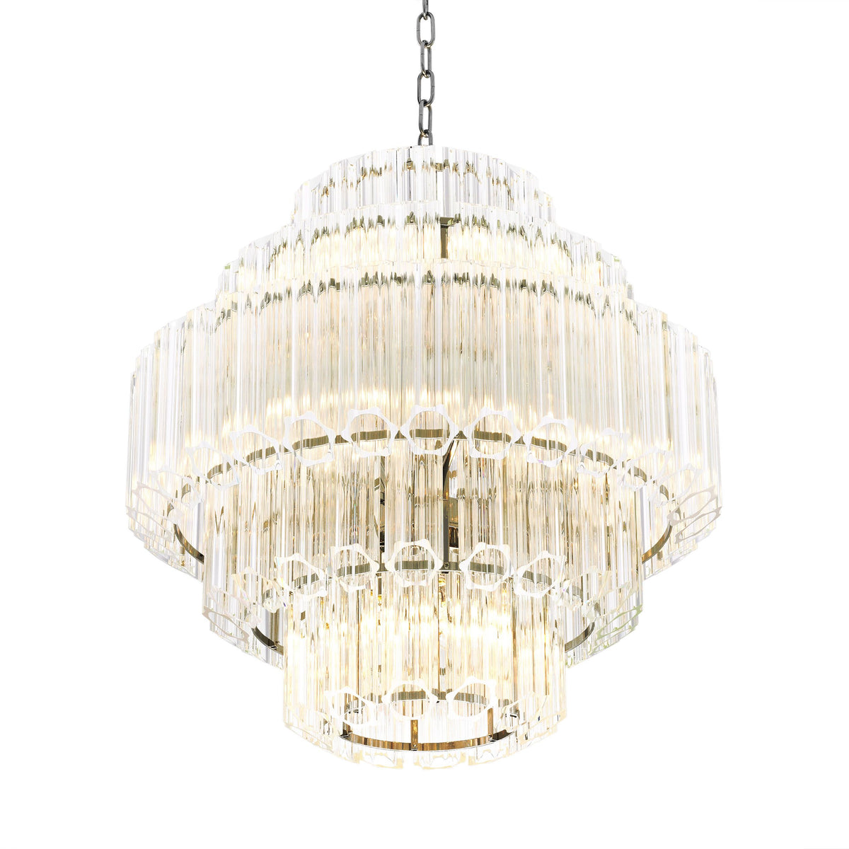 Vittoria S Modern Glass Chandelier - Nickel