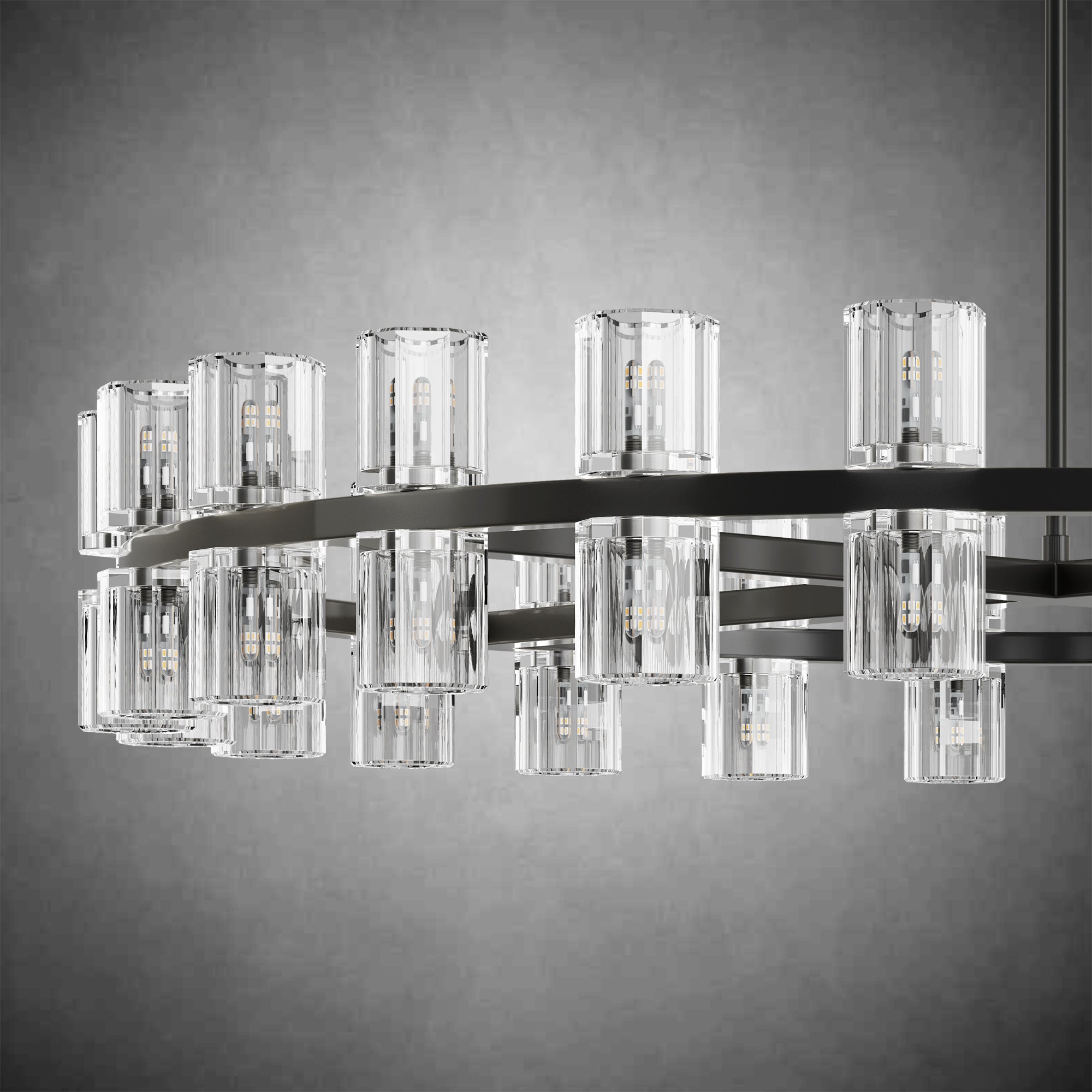 48" Round Brass Crystal Chandelier