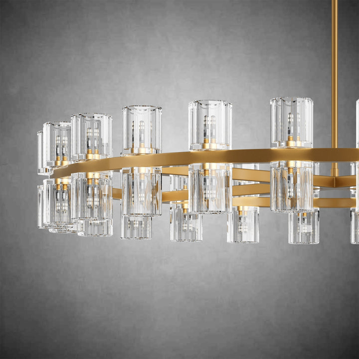 48" Round Brass Crystal Chandelier