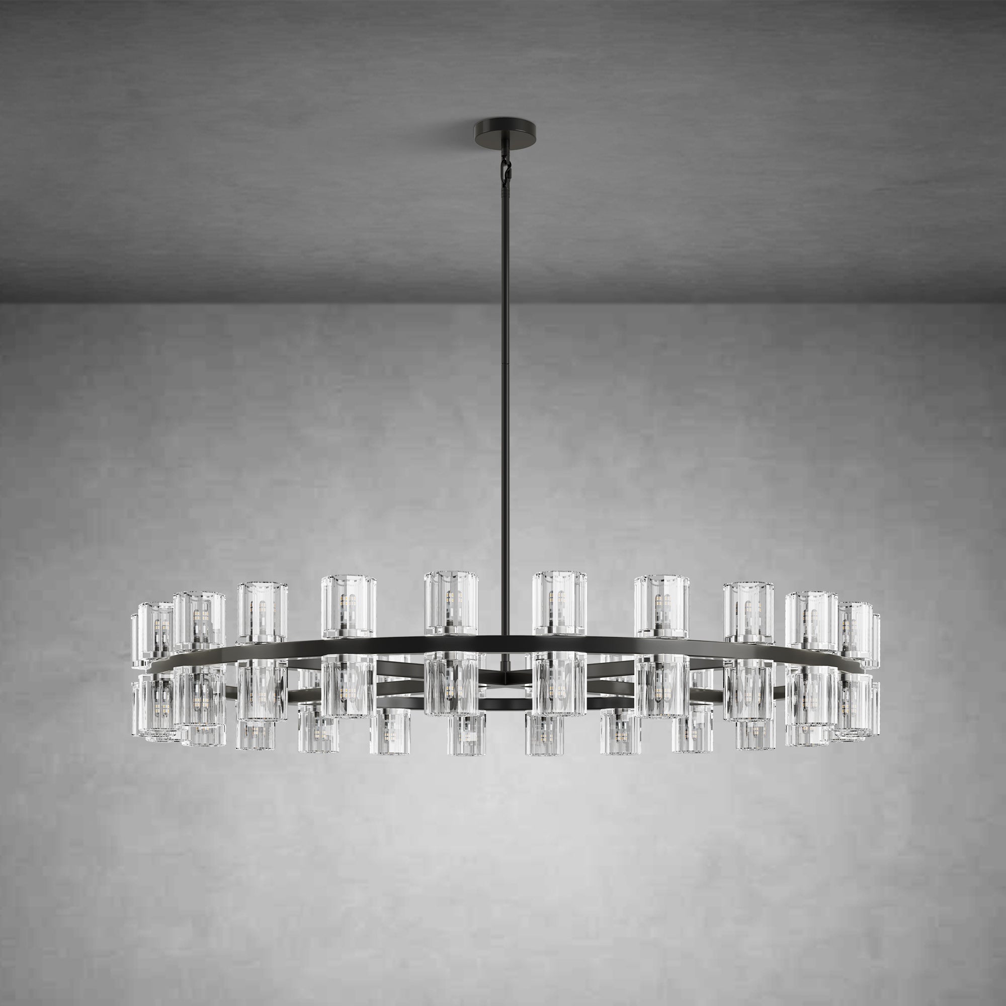 48" Round Brass Crystal Chandelier
