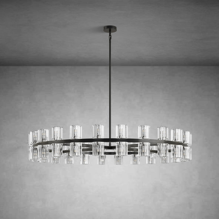 48" Round Brass Crystal Chandelier