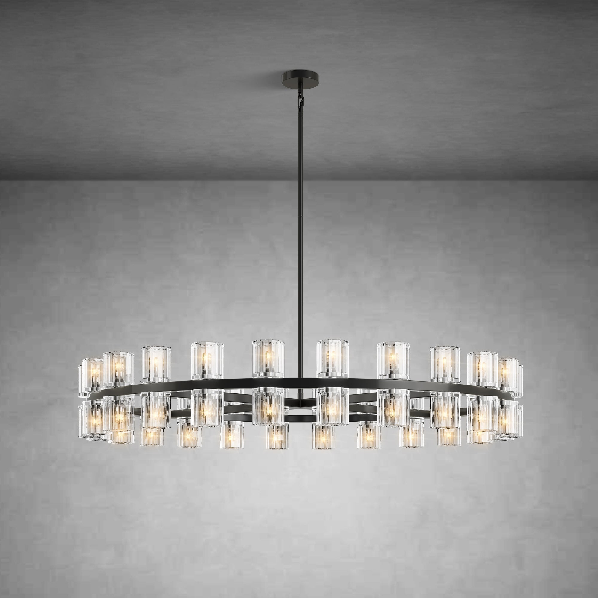 48" Round Brass Crystal Chandelier