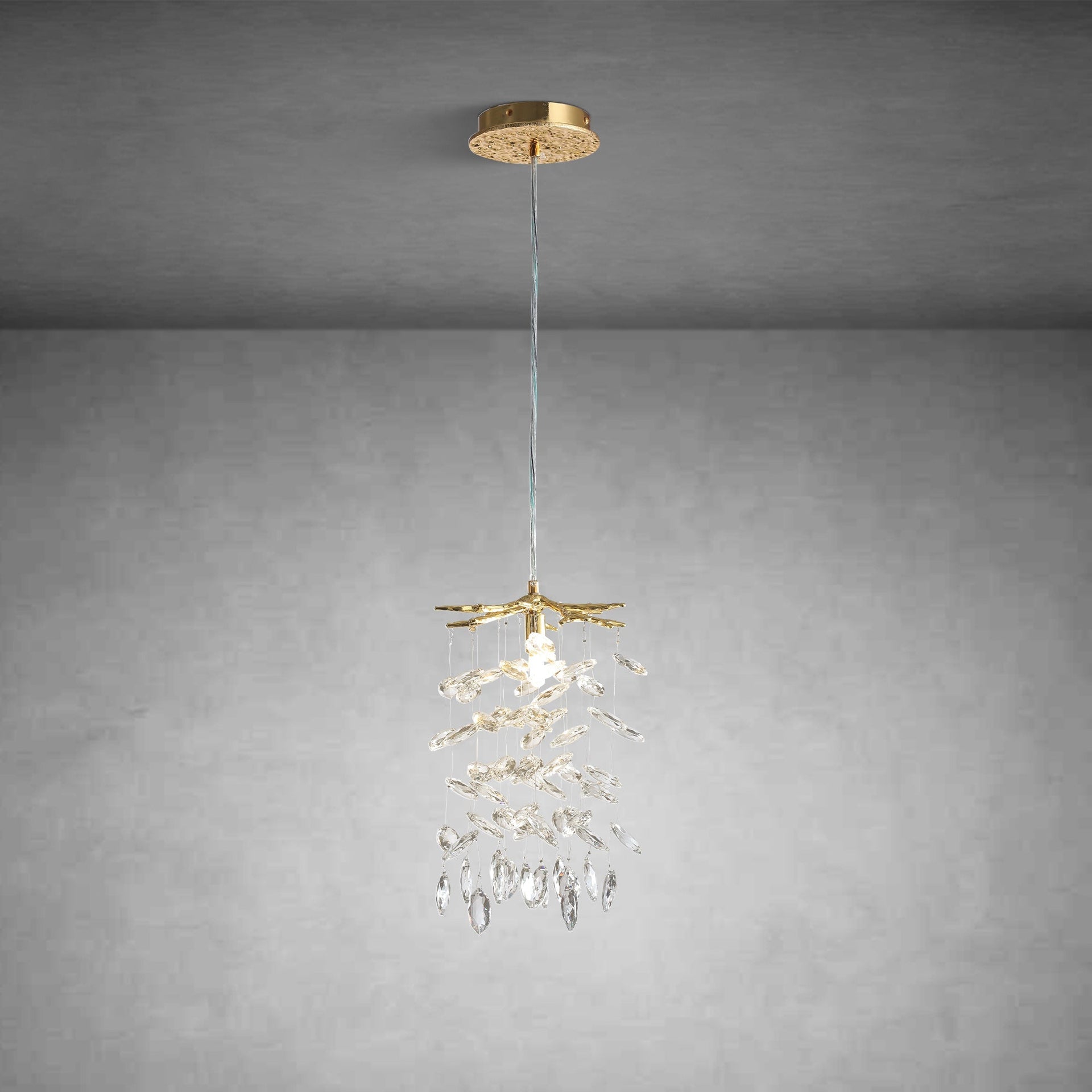 23.6" Modern Gold Tree Branch Crystal Chandelier
