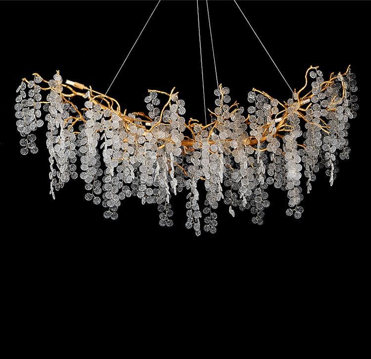 Snowflake Crystal Brass Branch Chandelier