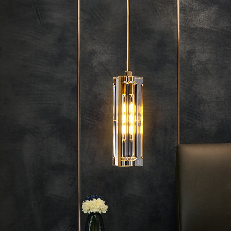 Golden Rectangular Crystal  Pendant Lighting