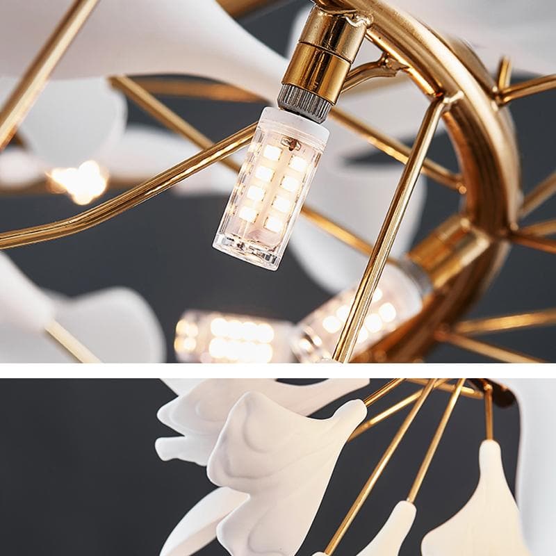 Modern Ceramic Ginkgo Leaf Round Chandelier