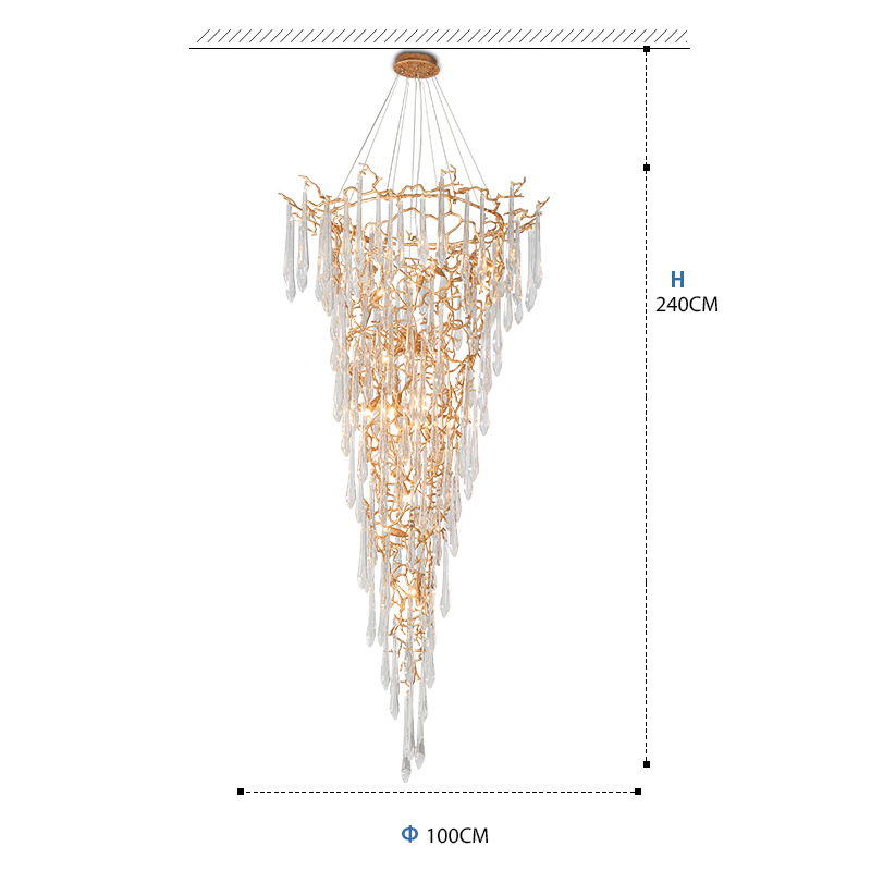 Aria Claudia Crystal branch chandelier H 94.49"