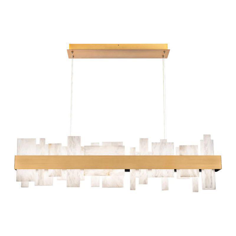 Acropolis 46in LED Linear Alabaster Chandelier-chandeliers for dining room,chandeliers for stairways,chandeliers for foyer,chandeliers for bedrooms,chandeliers for kitchen,chandeliers for living room-Brass-Arialamps