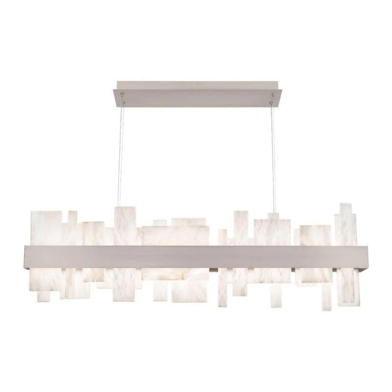 Acropolis 46in LED Linear Alabaster Chandelier-chandeliers for dining room,chandeliers for stairways,chandeliers for foyer,chandeliers for bedrooms,chandeliers for kitchen,chandeliers for living room-Brushed Nickel-Arialamps