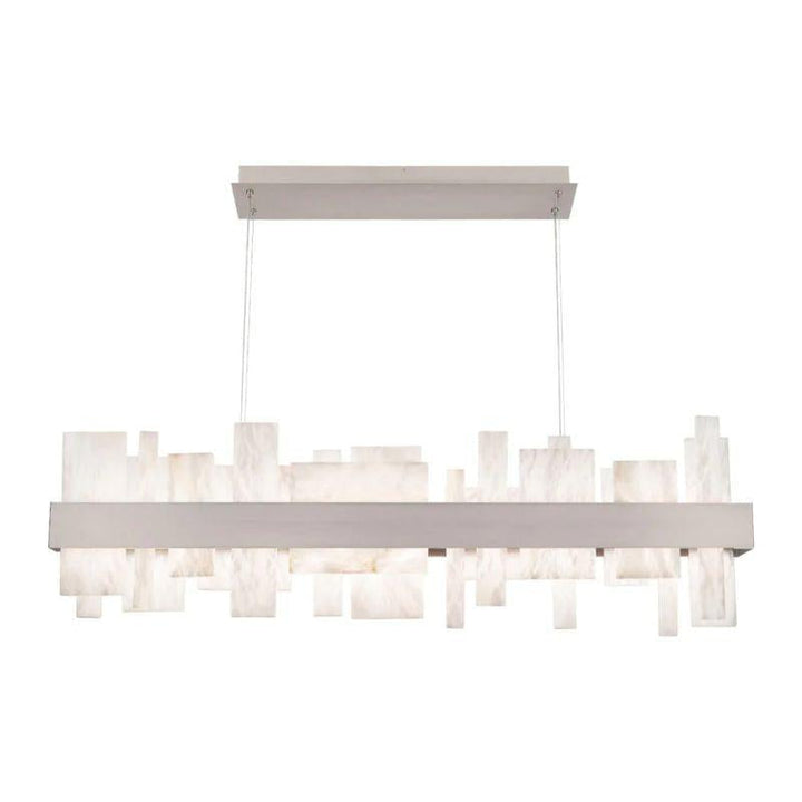 Acropolis 46in LED Linear Alabaster Chandelier-chandeliers for dining room,chandeliers for stairways,chandeliers for foyer,chandeliers for bedrooms,chandeliers for kitchen,chandeliers for living room-Brushed Nickel-Arialamps