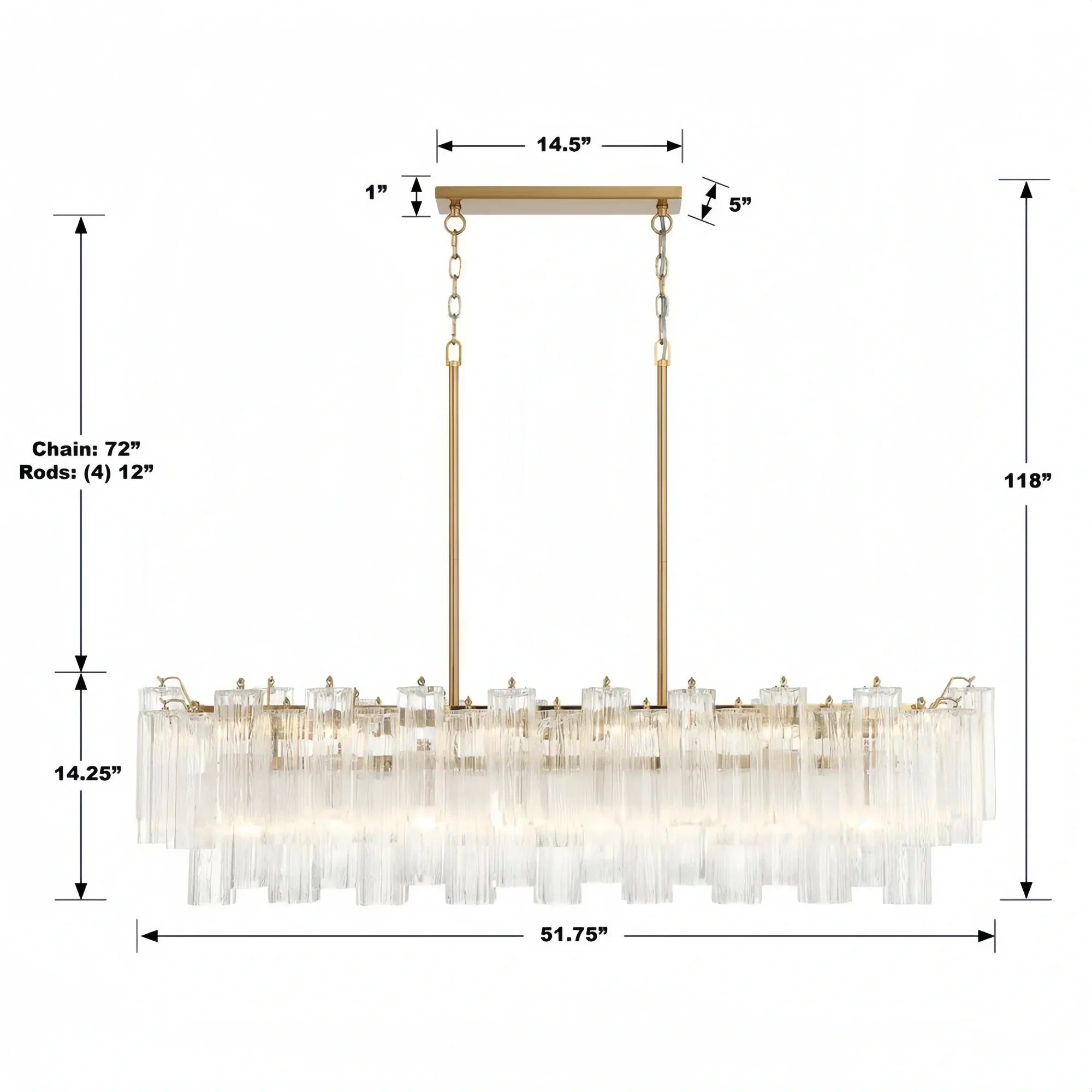Addis 51'' Modern Linear Chandelier for Dining Room-