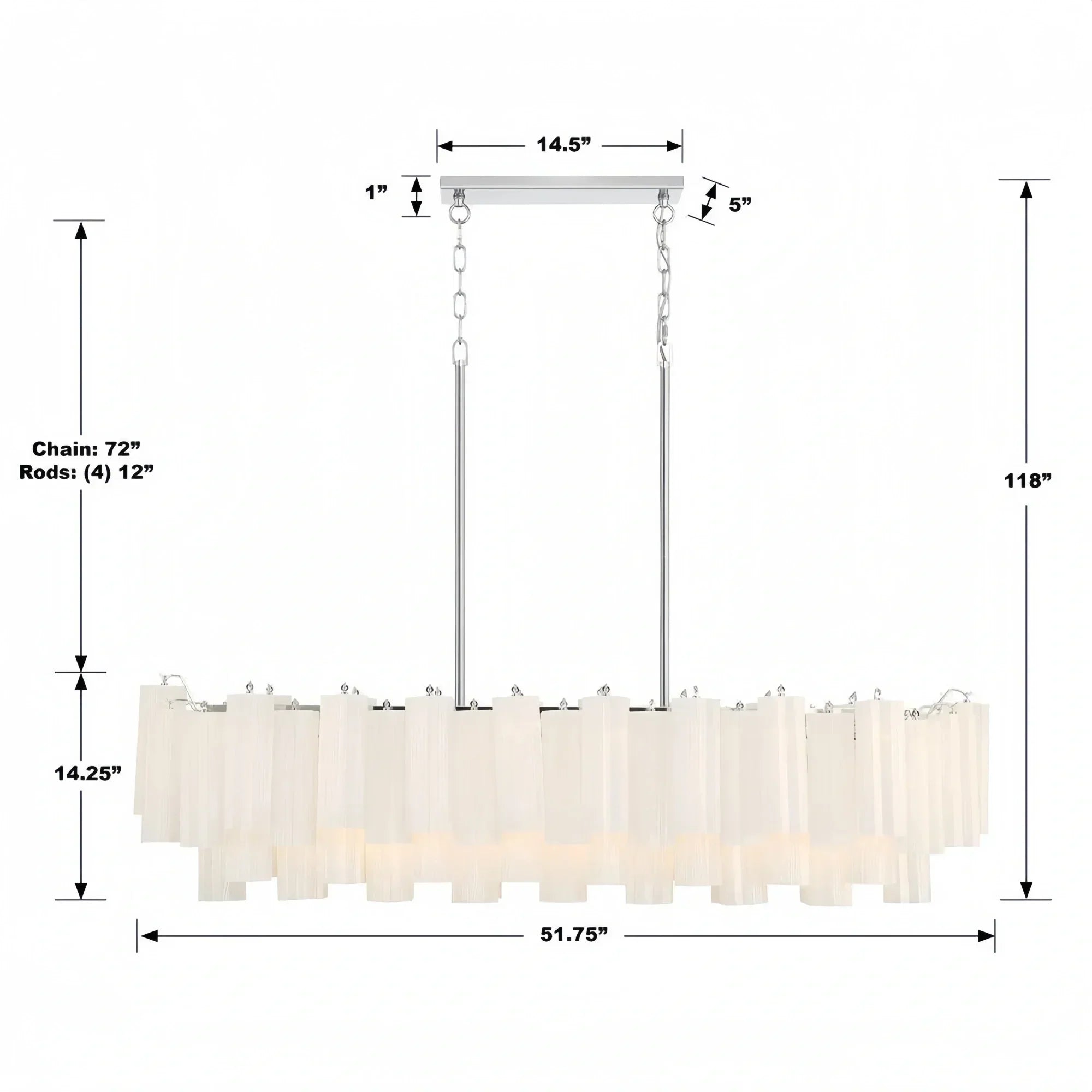Addis 51'' Modern Linear Chandelier for Dining Room-