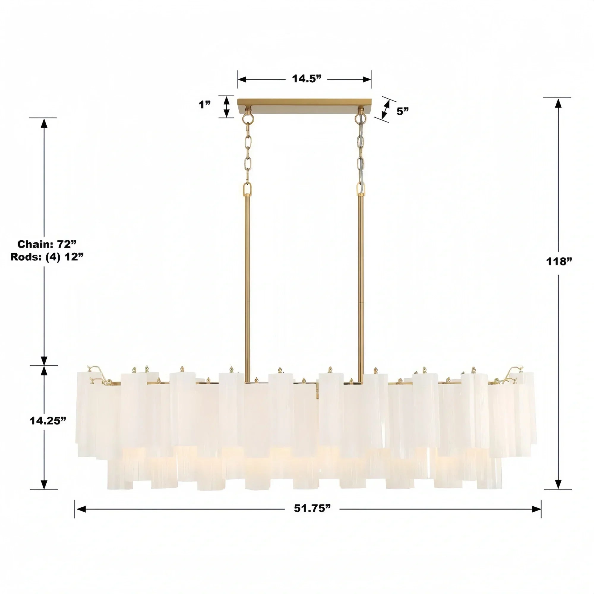 Addis 51'' Modern Linear Chandelier for Dining Room-