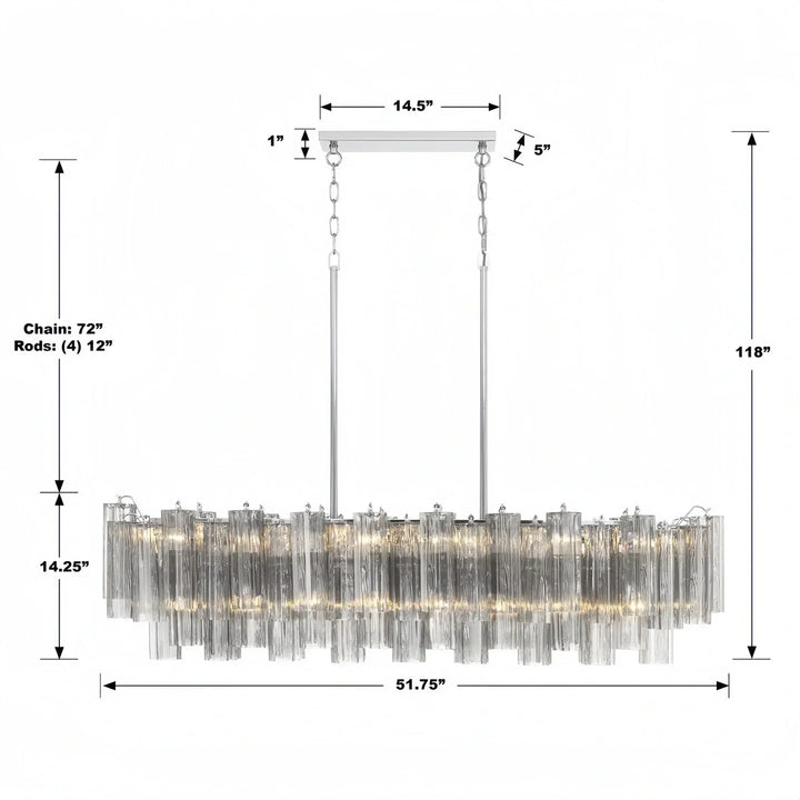 Addis 51'' Modern Linear Chandelier for Dining Room-