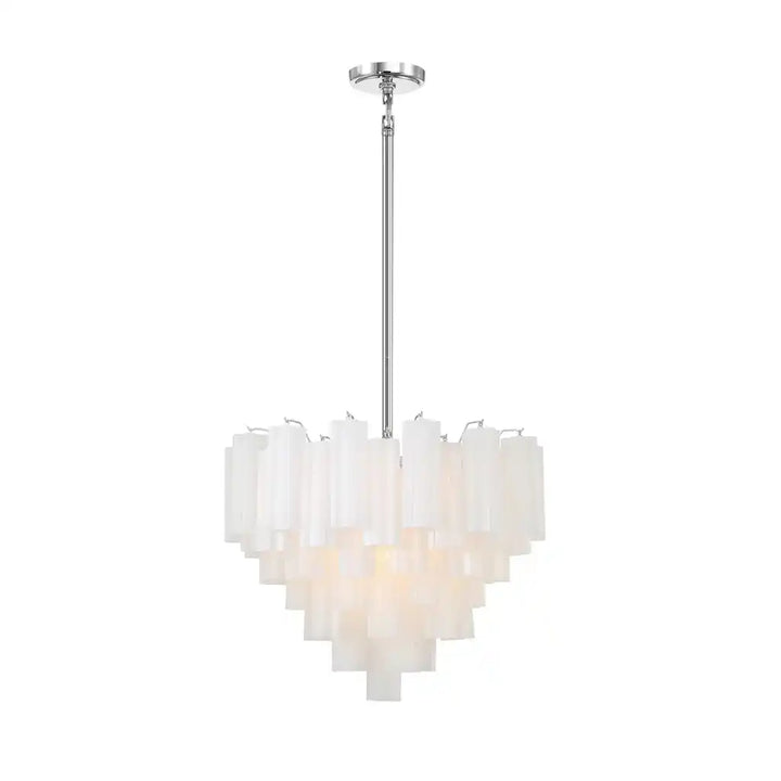 Addis Chandelier 17.8" 19.8" 22" 26.8" 32''D-19.8"-Chrome-White-Arialamps