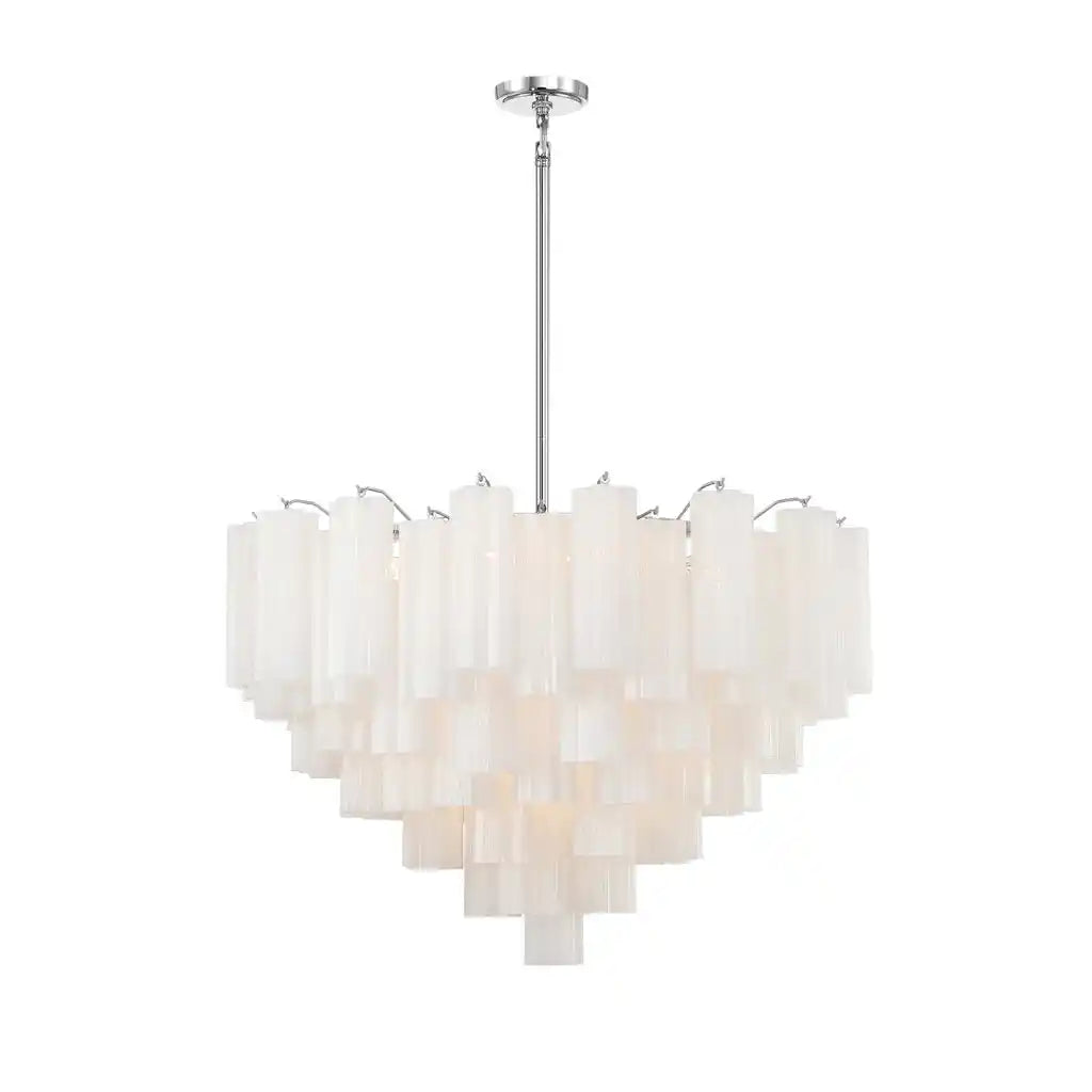 Addis Chandelier 17.8" 19.8" 22" 26.8" 32''D-32"-Chrome-White-Arialamps