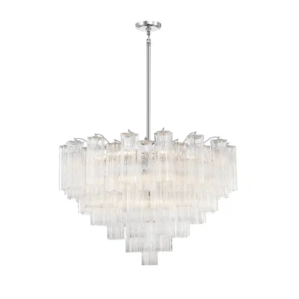 Addis Chandelier 17.8" 19.8" 22" 26.8" 32''D-32"-Chrome-Clear-Arialamps