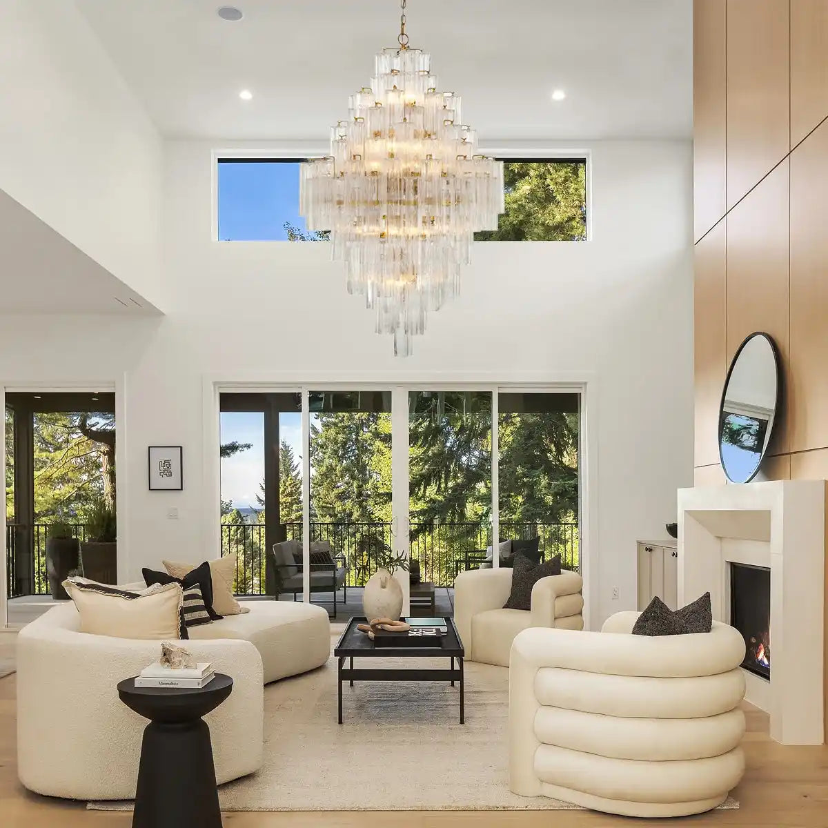 Addis Diamond Chandelier 49''H-Brass-Clear-Arialamps