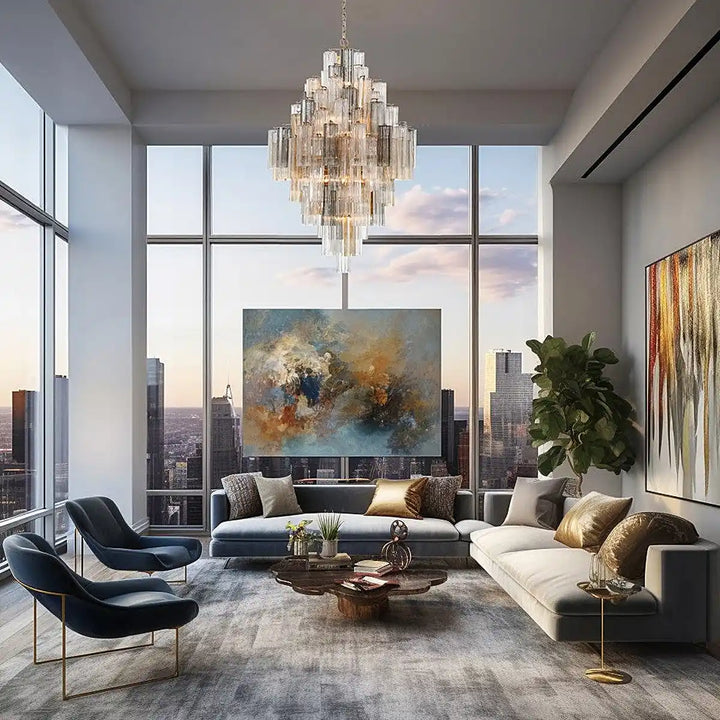 Addis Diamond Chandelier 49''H-Brass-Autumn-Arialamps