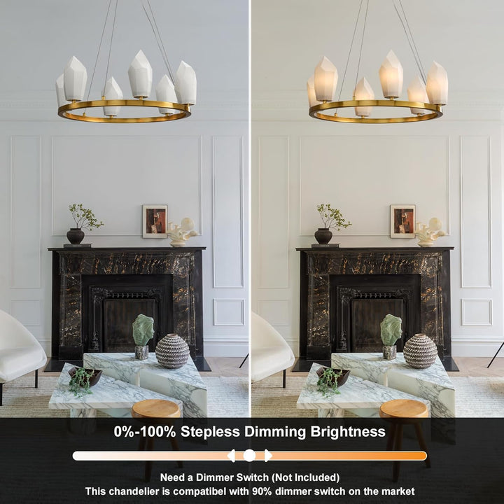Alabaster 23" 6-Light Modern Gold Chandelier with Adjustable Height