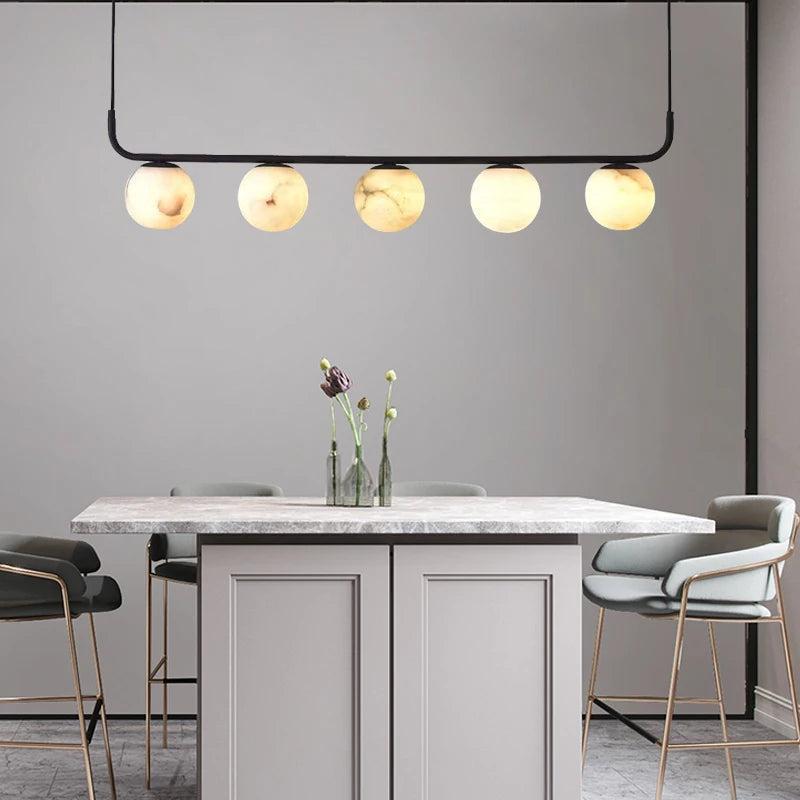 Alabaster Anne Island Chandelier 5 Lights-Arialamps