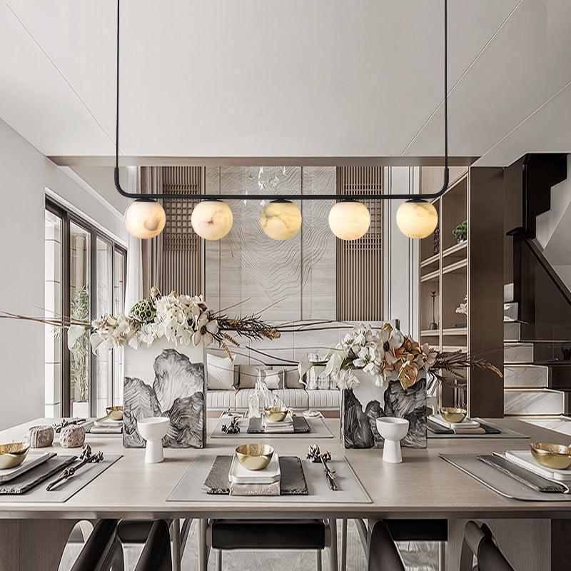 Alabaster Anne Island Chandelier 5 Lights-Arialamps