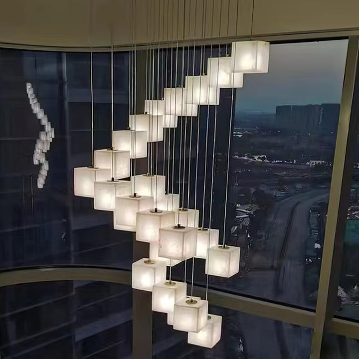 Alabaster Box Linear Chandelier-Arialamps
