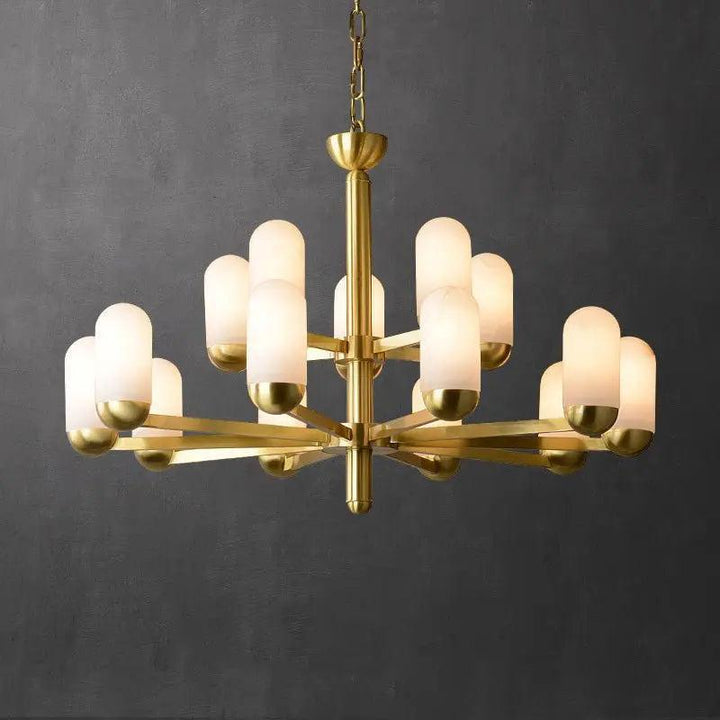 Alabaster Brass Chandelier Living Dining Lighting-Arialamps