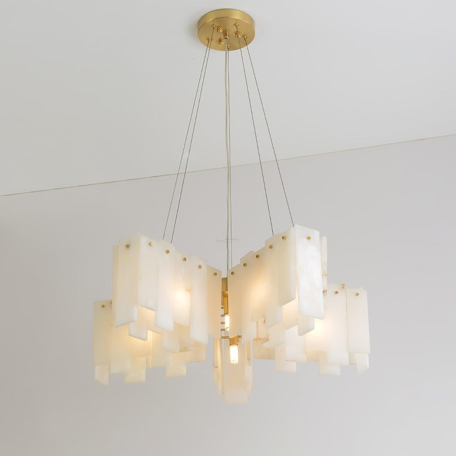 Alabaster Cascade Tiered Chandelier 27.6-27.6" x H 21.7" / Dia 65cm x H 150cm-Brass & White-Arialamps