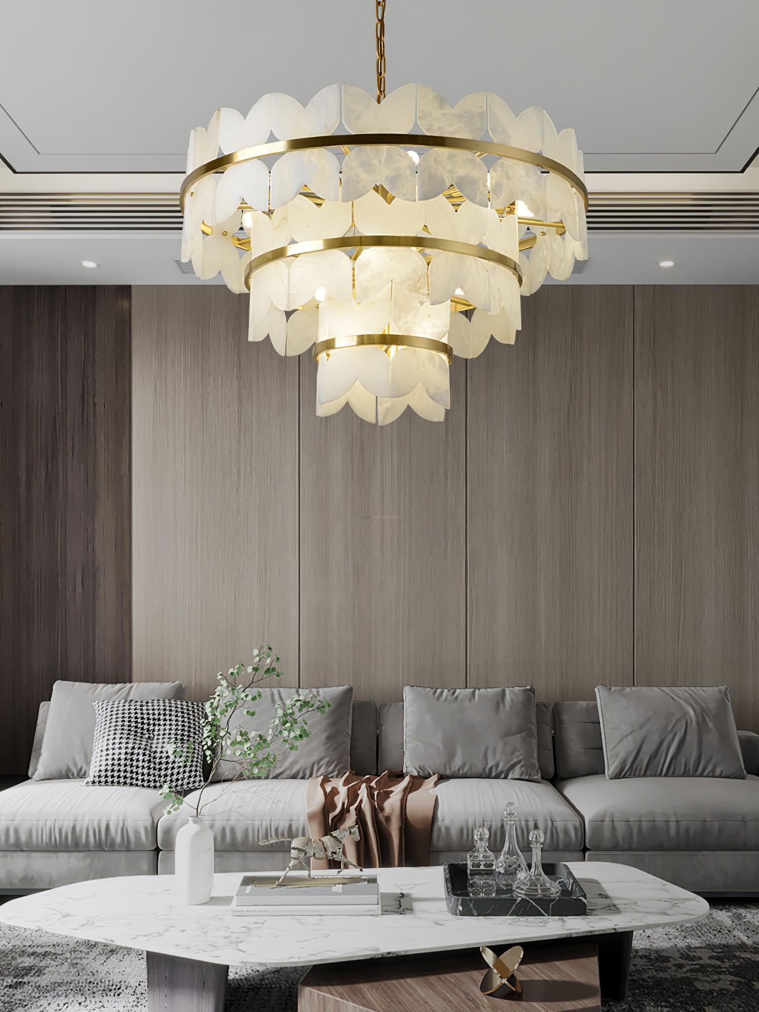Alabaster Cloudscape Chandelier with 1/2 layer-Arialamps